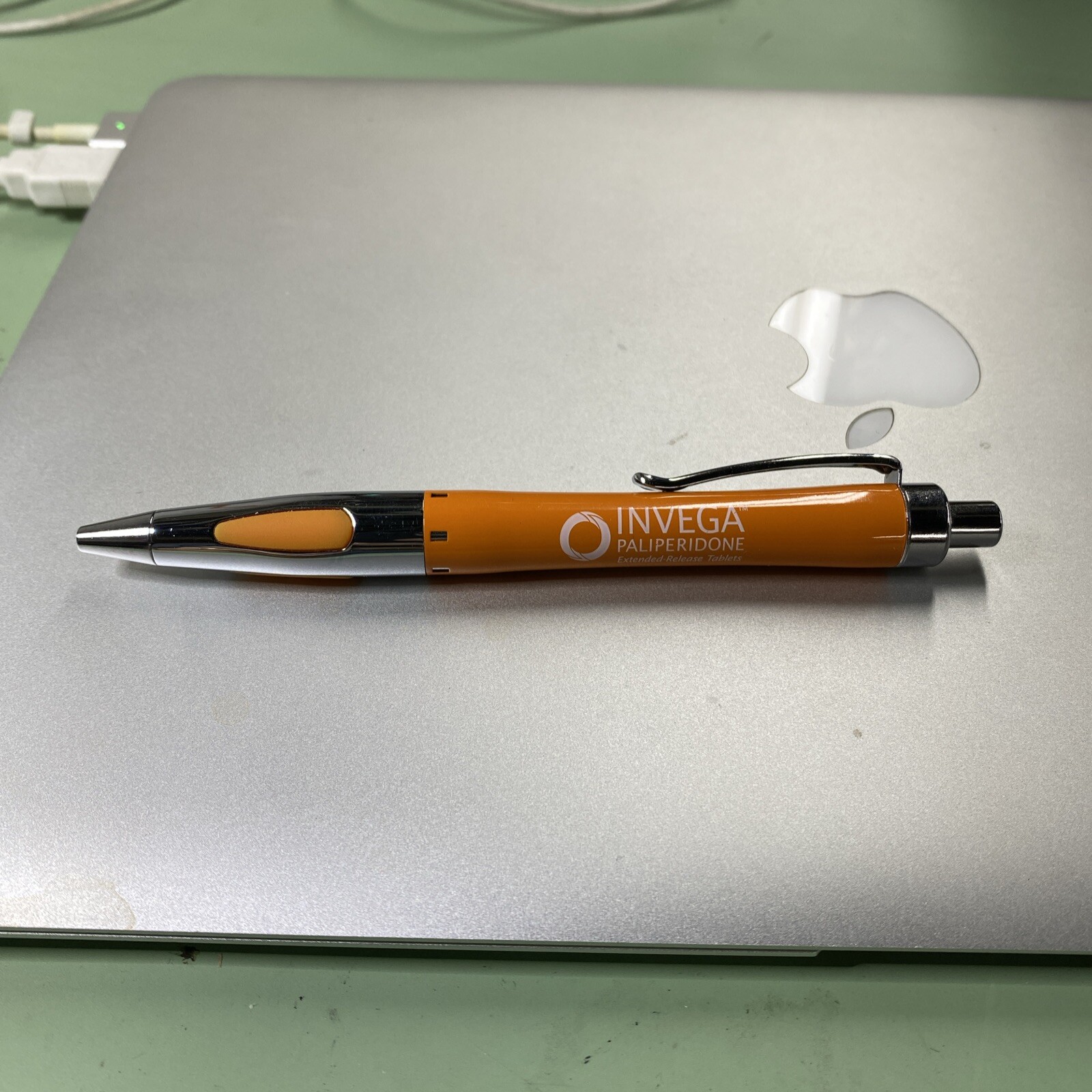 Pharma Rep Invega Orange Heavy Pen Vintage – Needs Refill- Ink Is Dry -Rare HTF