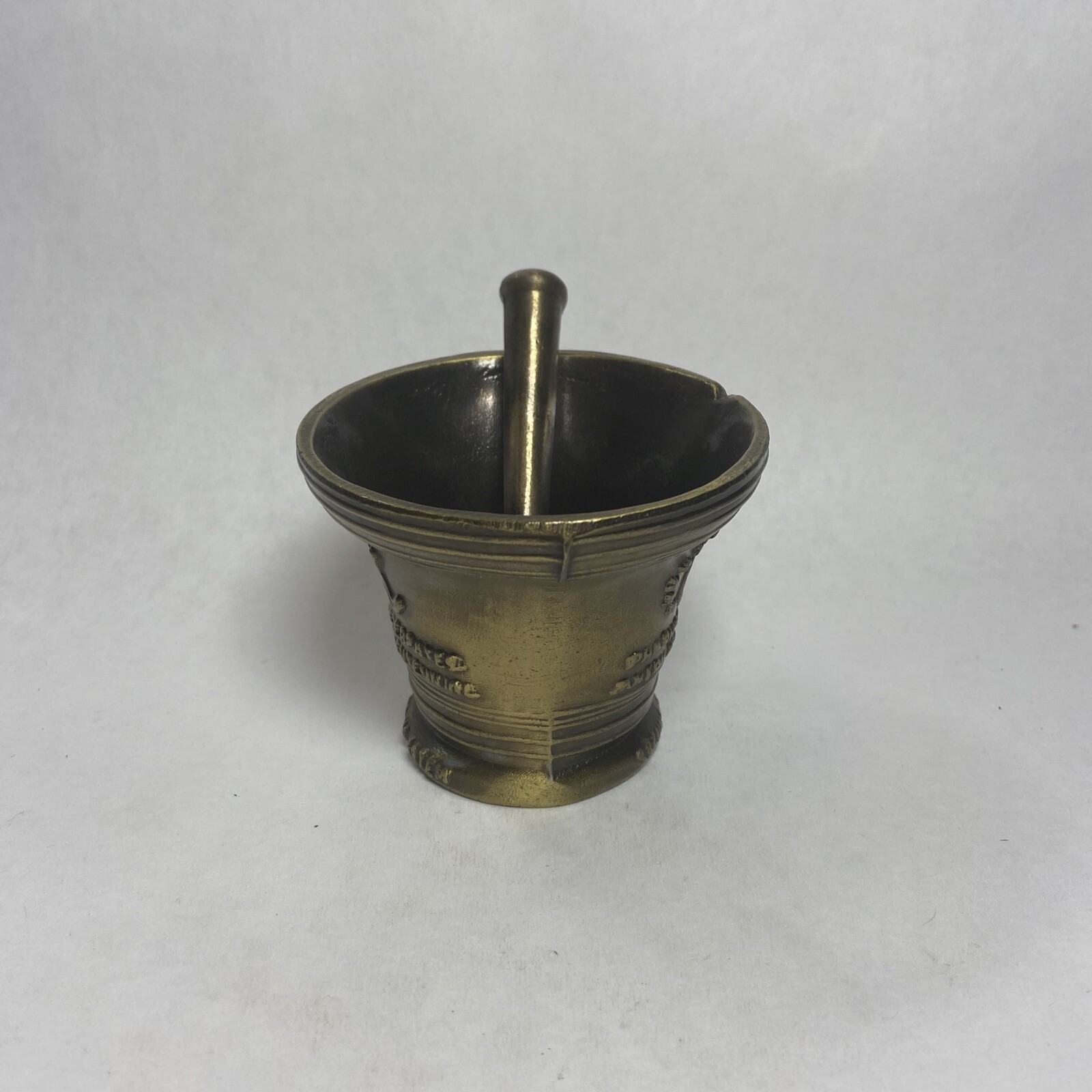 Vintage Bronze Brass Mortar & Pestle SCHERING 1976 Apothecary Chemist Miniature
