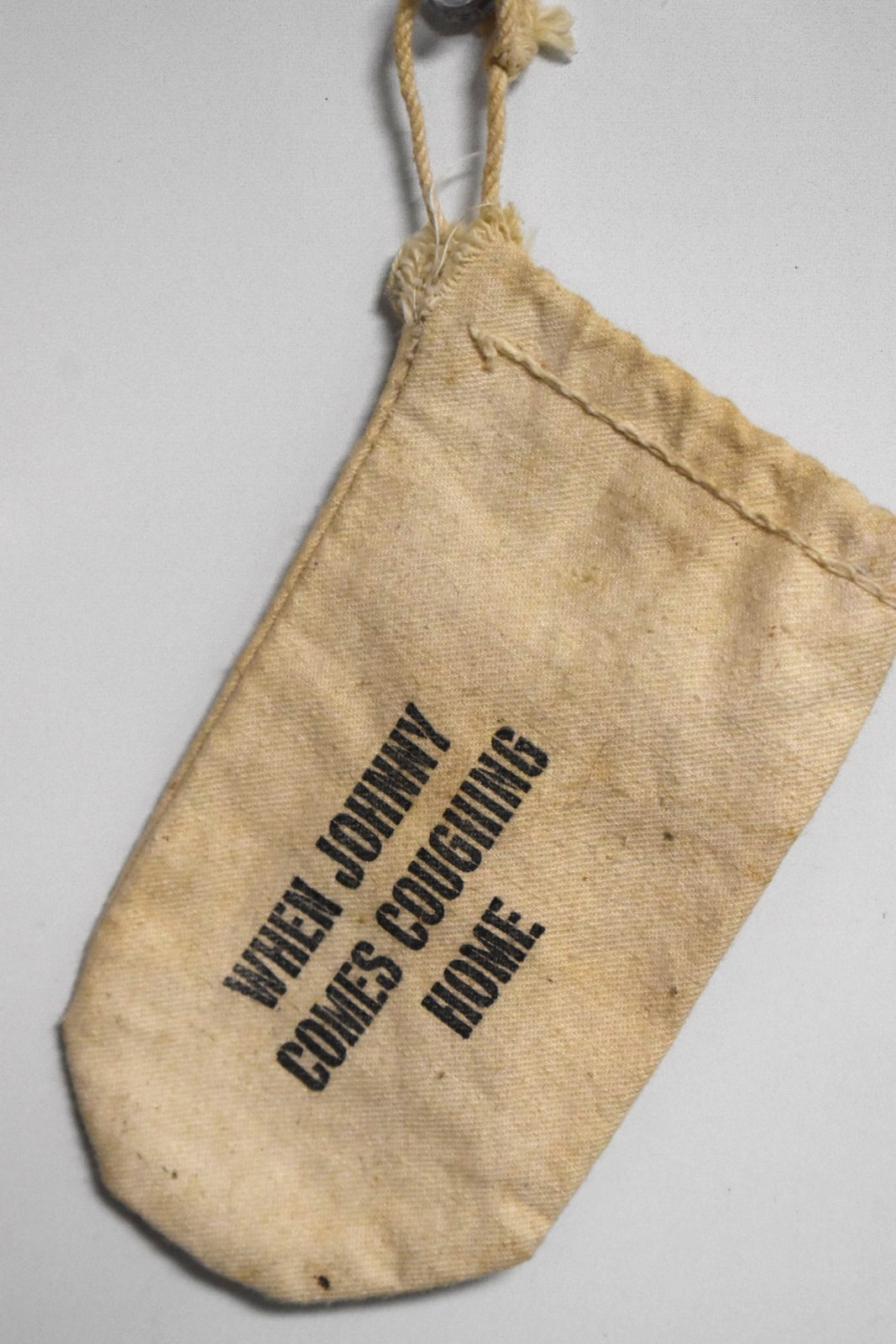 VTG Medical Humor Drawstring Bag “When Johnny Comes Coughing Home” Canvas Pouch