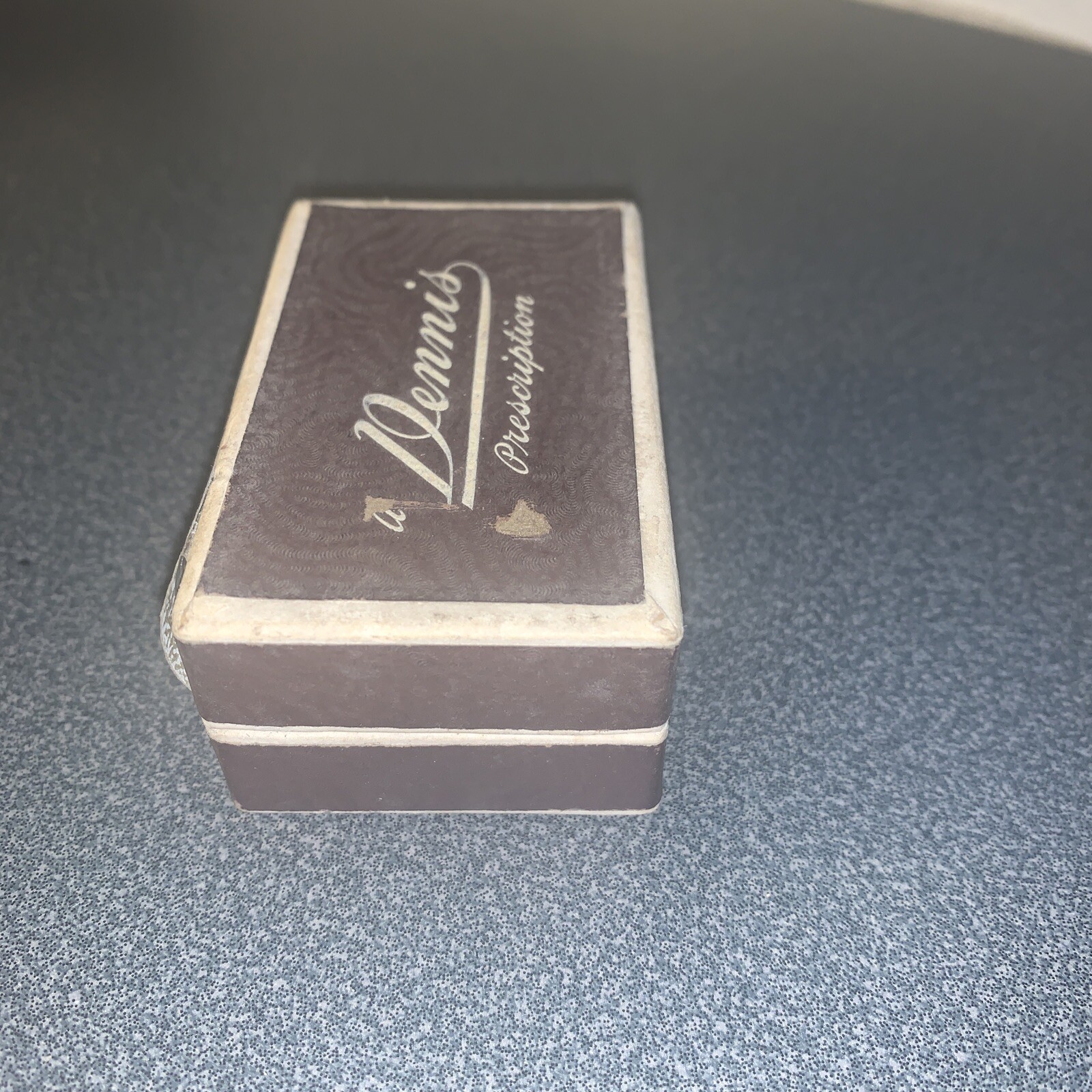 Vintage Cardboard Paper DENNIS PHARMACY Prescription Drug Pill 3″ Hinged Box