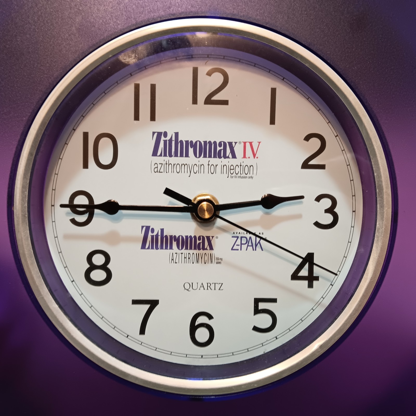pharmaceutical drug rep Advertising collectibles Purple Wall Clock