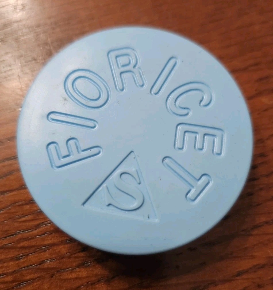 Vintage FIORICET Tablets Pill Box Container Plastic Screw Top Pharmaceutical