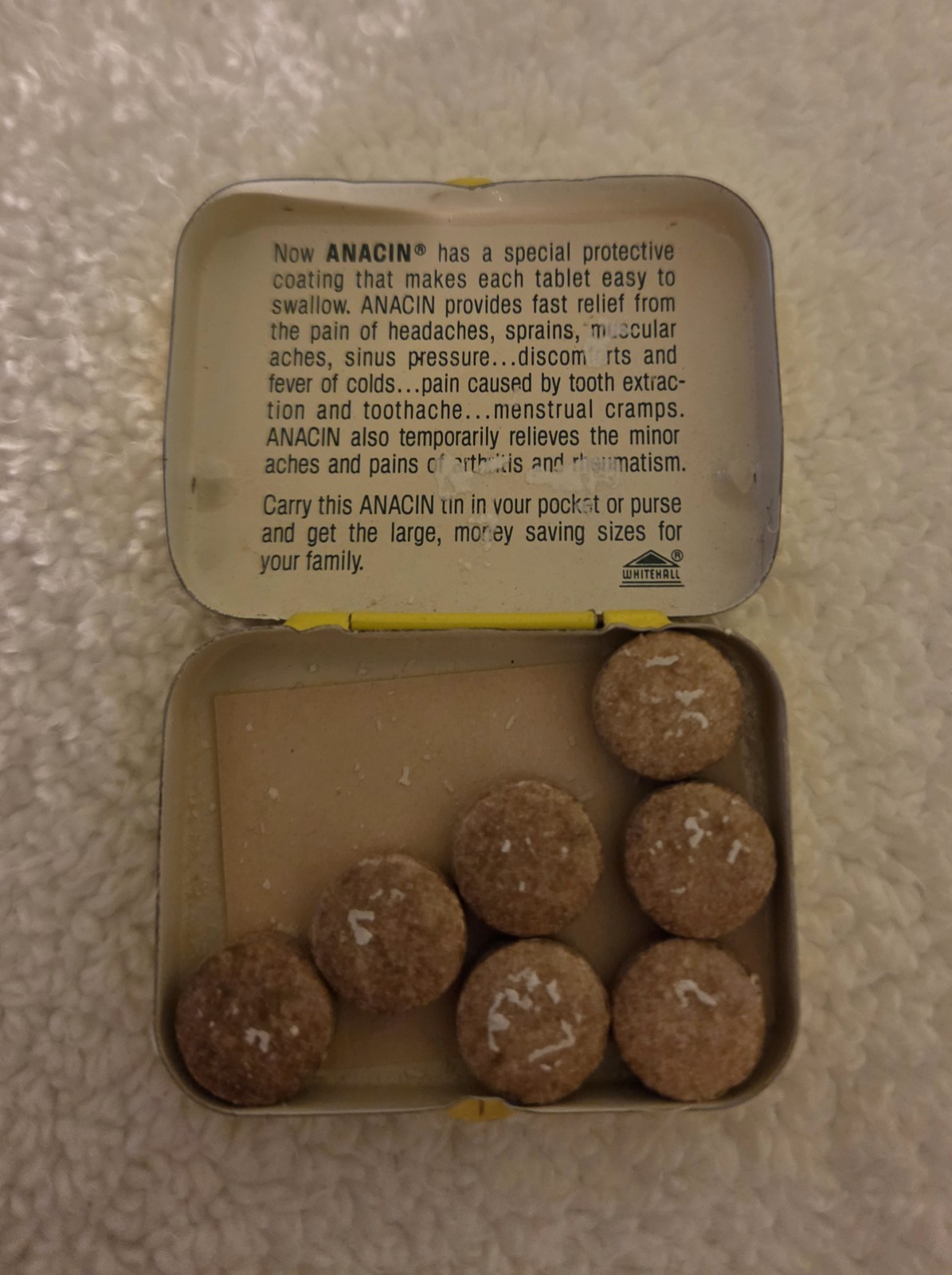 Vintage Aspirin Tin Lot:Yellow Anacin tin & Laymon’s 5¢ Tin World’s Products Co