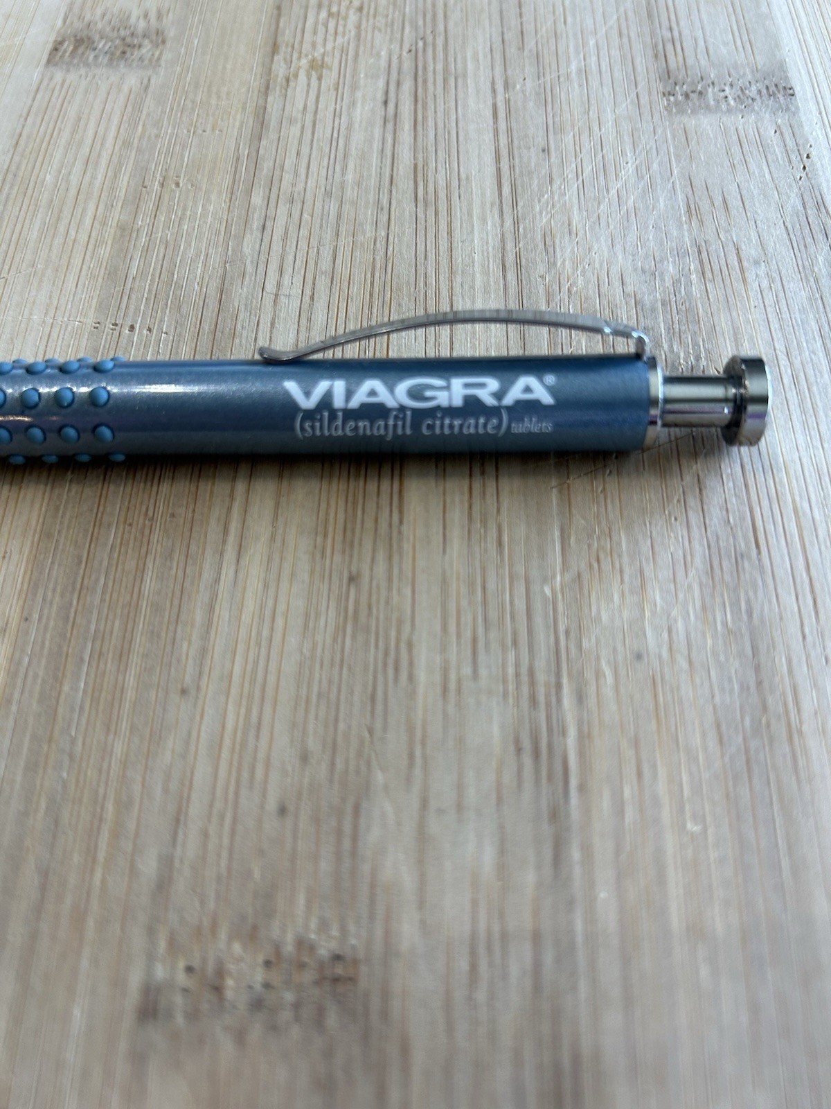 VIAGRA Heavy Metal Pen Pharmaceutical Rep Promo Blue Gray Silver Vintage – Works