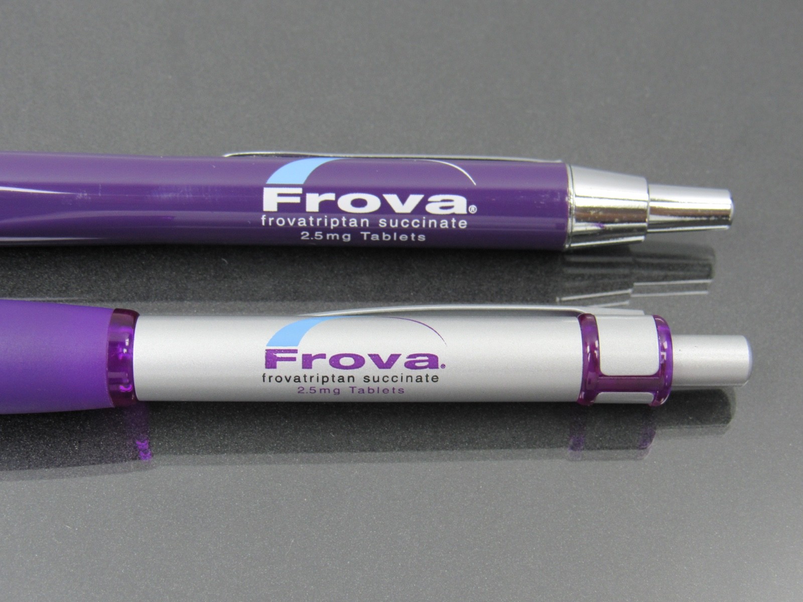Purple FROVA Heavy Metal PENS Drug Rep Pharmaceutical Promo Advertising Lot of 2