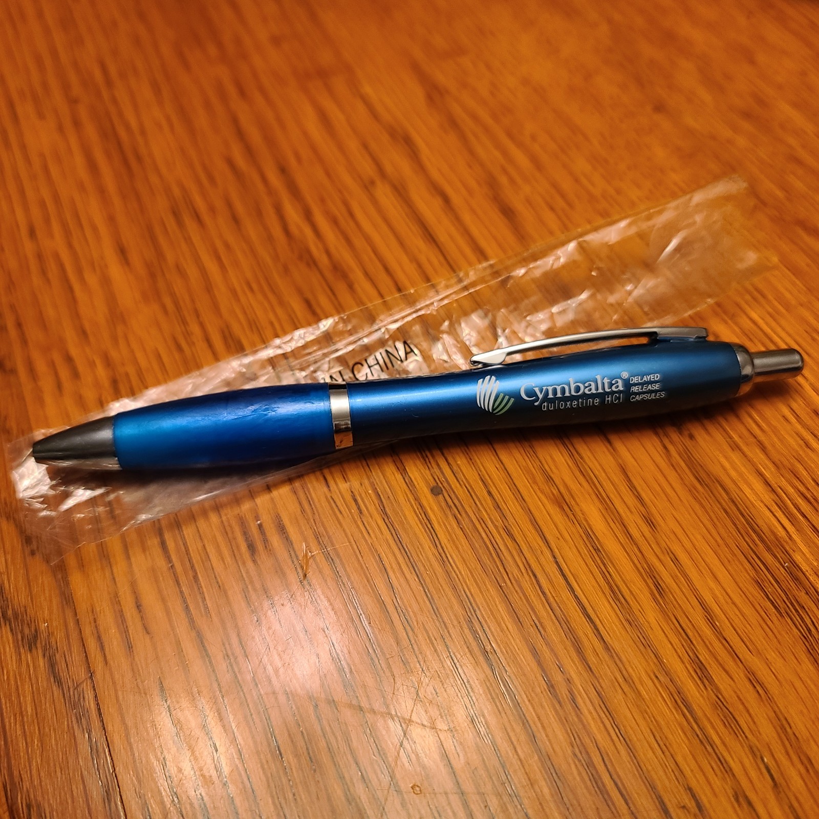 Cymbalta Pharmaceutical Drug Rep Pen Promo Dry No Ink All Blue Sticky Grip