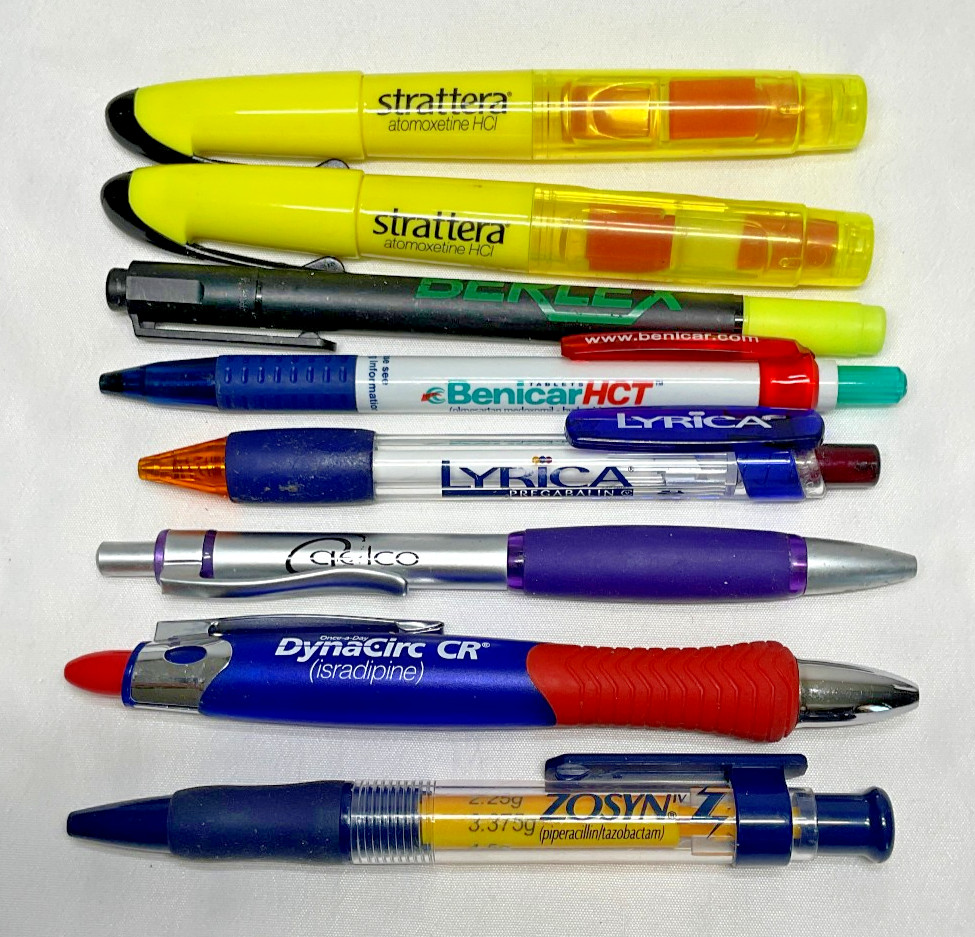Pharmaceutical Drug Rep Pen Highlighter Lot Assorted Strattera Berlex Lyrica