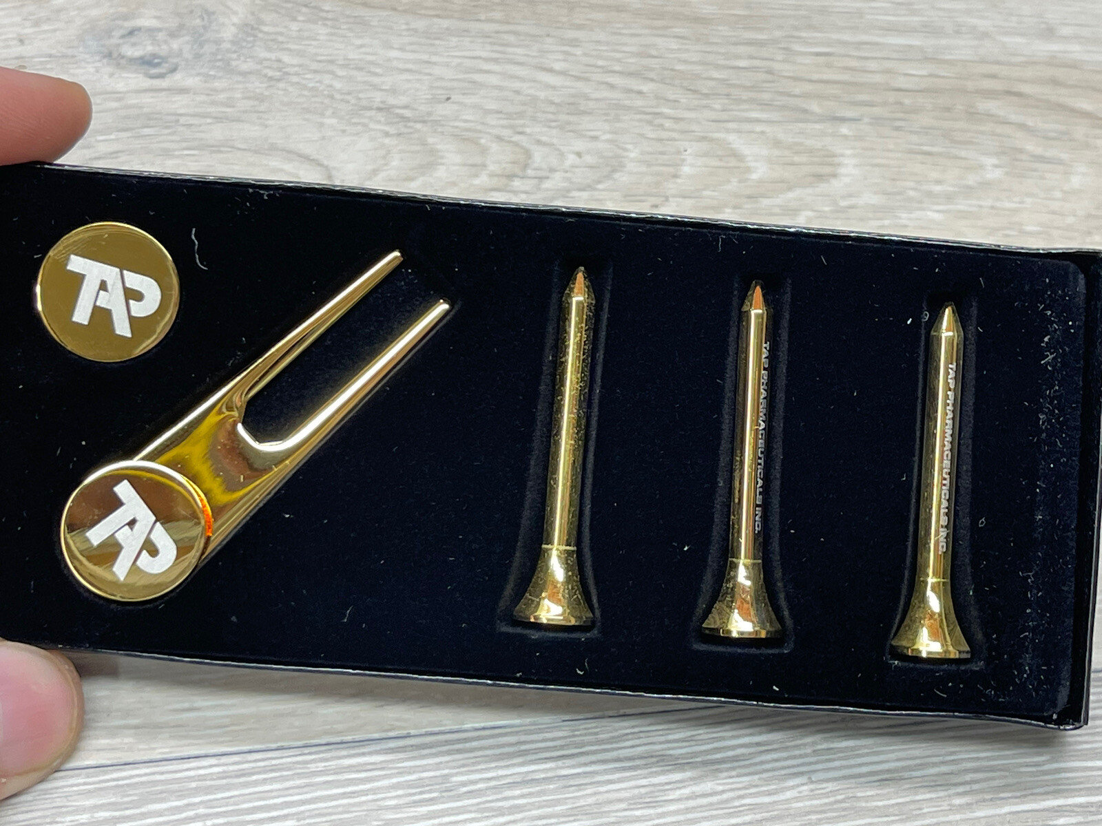 TAP Pharmaceuticals Drug Rep Promotional Golf Tees, Ball Marker, And Divot Tool.