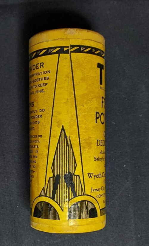 1942 Advertising Medicine Container TIZ Foot Powder Wyeth Chemical Jersey City