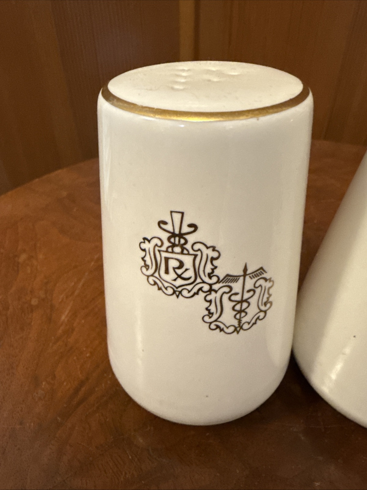 Crestware Owens Illinois Pharmacist RX Dr Caduceus Medical Salt & Pepper Shakers