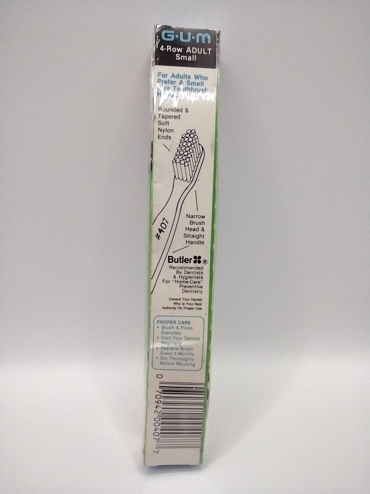Vintage Gum Butler 407 Small Toothbrush 4 Row Adult Small