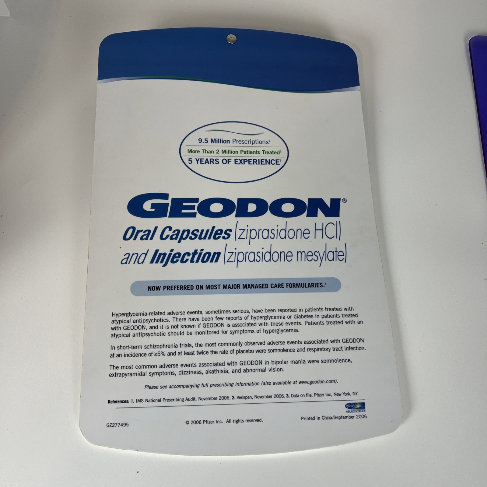 Zyprexa And Geodon Clip Boards Pharmaceutical Advertising