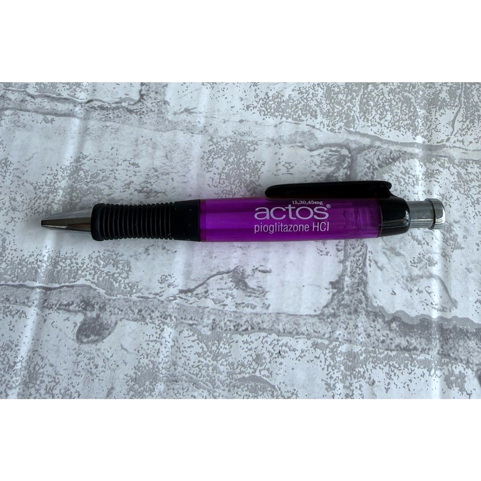 Actos Pharmaceutical Promotional Pen Purple Silver Logo Drug Rep Swag