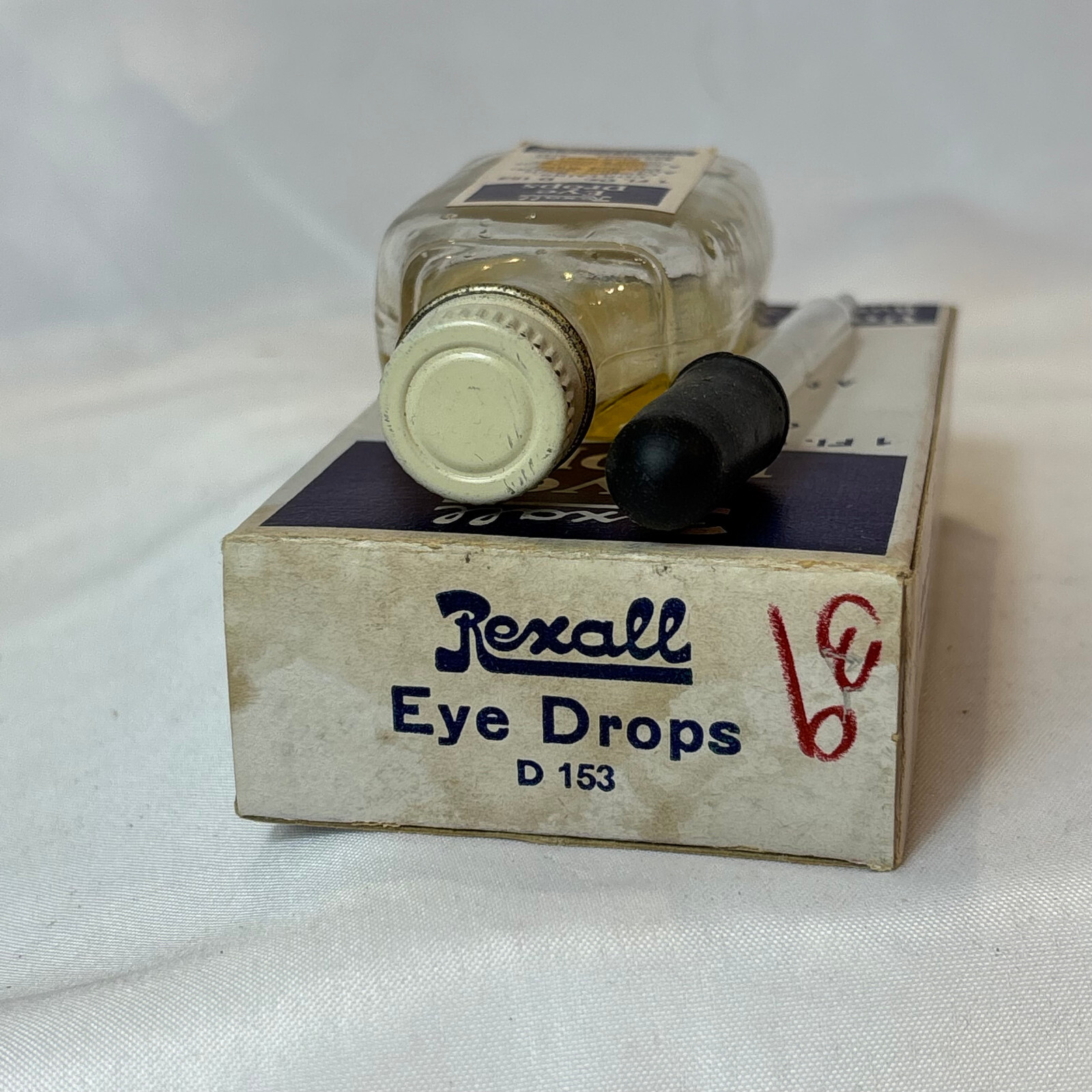 Vtg Rexall Eye Drops Clear Glass Bottle In Original Box 1 Fl Oz United Drug Co.