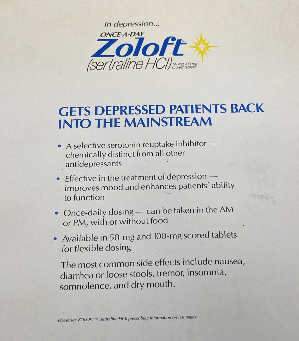 VTG 1992 Zoloft Drug Rep Collectible Doctor Notepad 8.5 x 12.5” Pharmaceutical