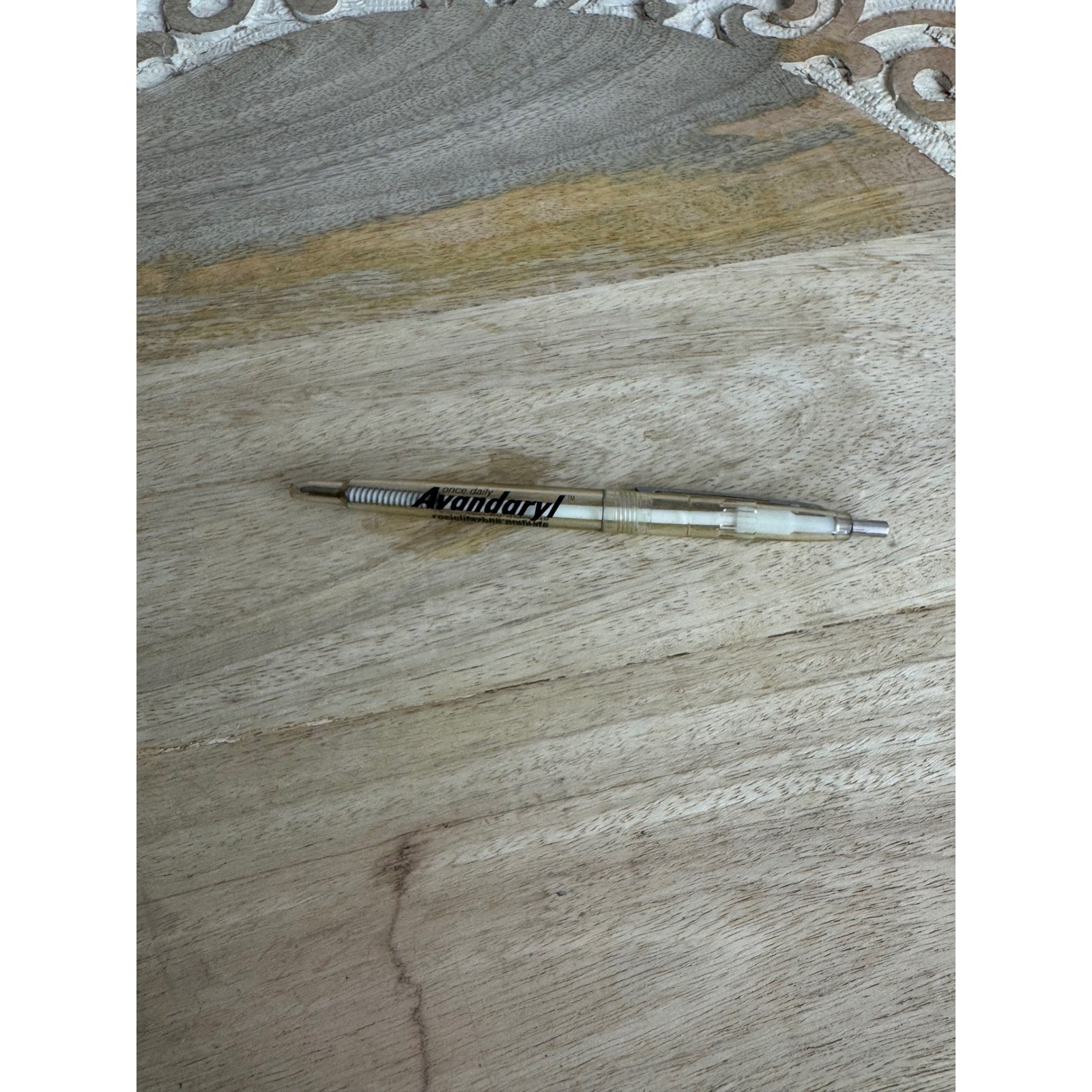 Vintage Avandaryl Pharmaceutical Drug Rep Pen Clear Retractable Ballpoint