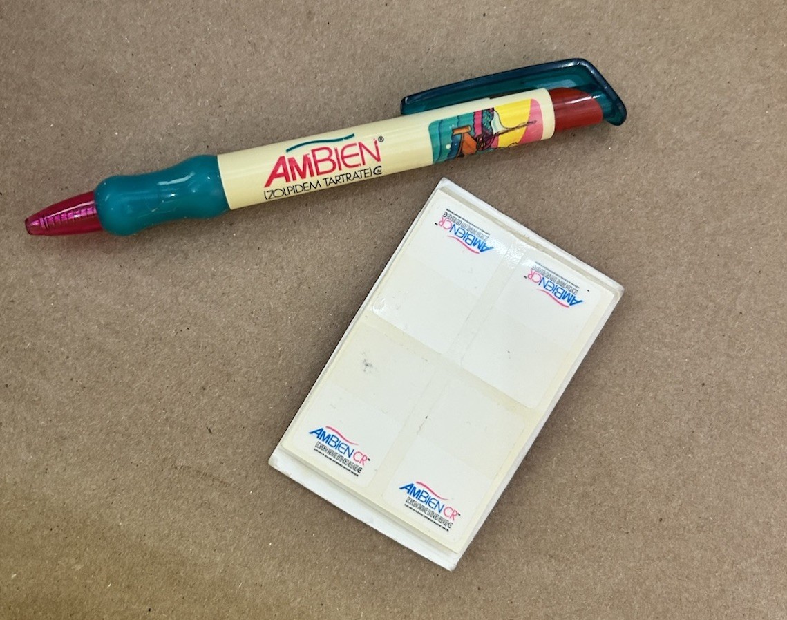 Ambien CR Zolpidem Tartrate Collectible Promo Pen & Sticky Note tabs Lot