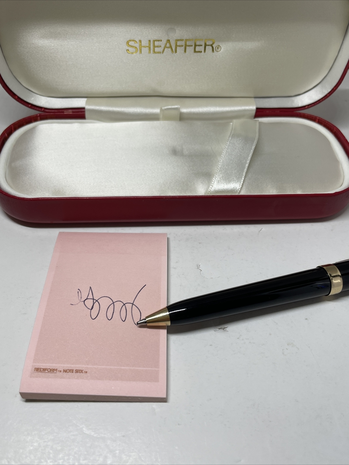 Sheaffer White Dot Ballpoint Pen w/Case BAXTER Pharmaceutical Drug Advertising