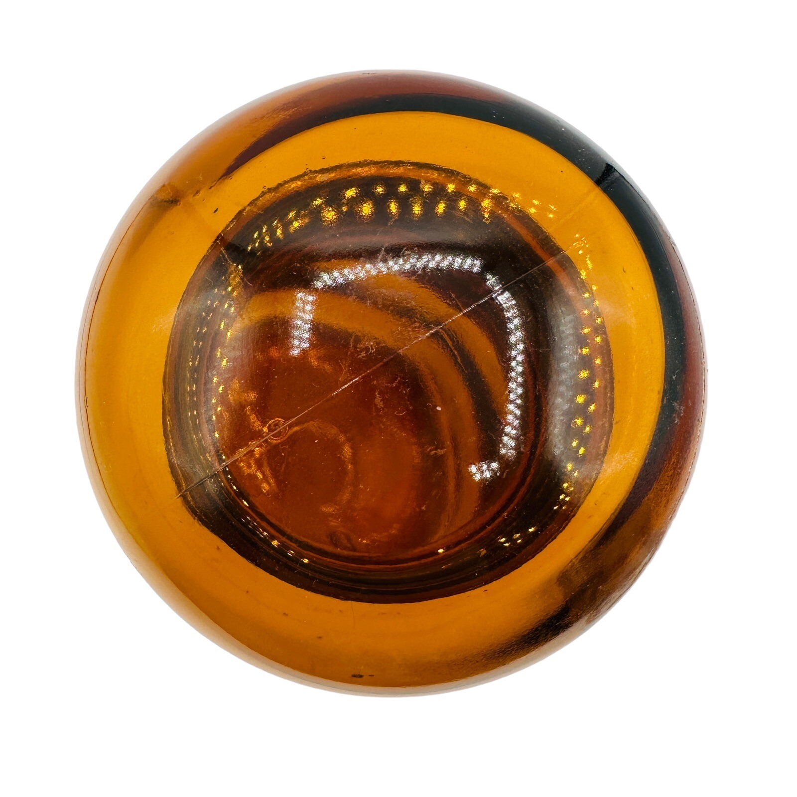 Vintage Amber Brown Apothecary Jar & Hollow Sealed Stopper Made In Belgium