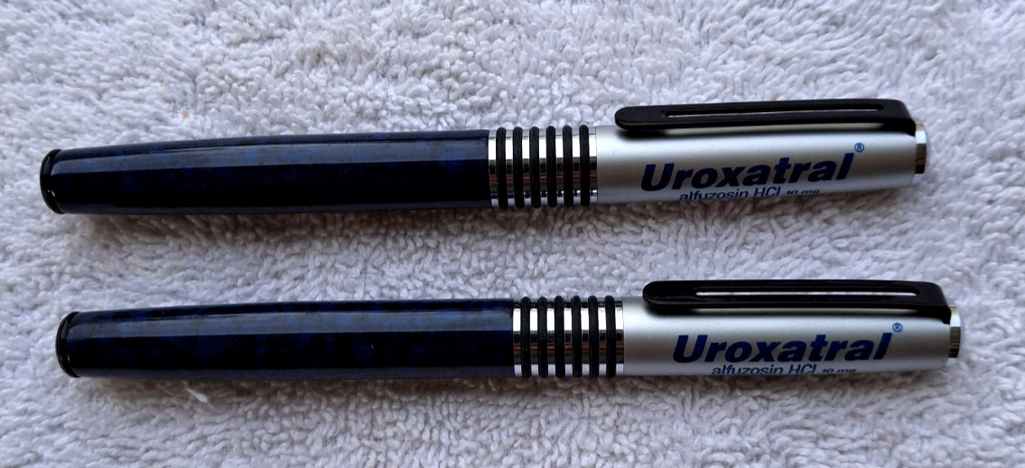 Lot Of 2 Vintage Uroxatral Drug Rep Advertising Pharmaceuticals Collectable Pens