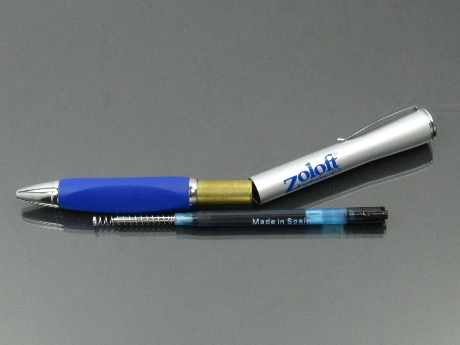 Zoloft METAL Twist PEN Triangular Gripper Drug Rep Pharmaceutical Medical Promo