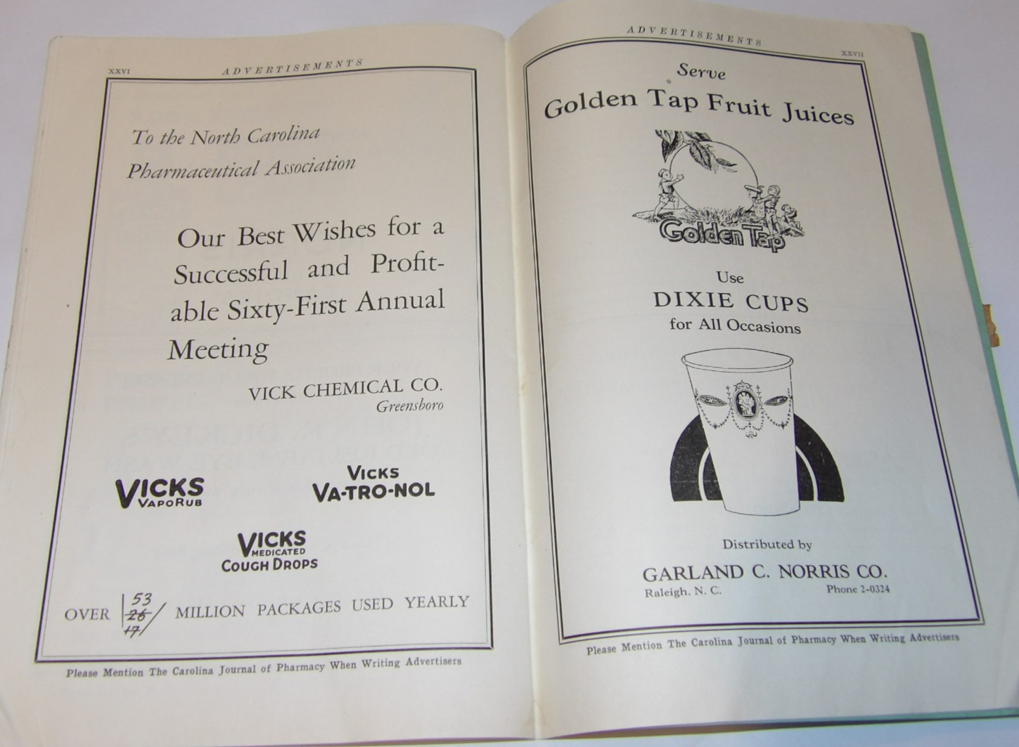 VTG 1940 DRUGGIST CONVENTION SOUVENIR BOOK! CHARLOTTE, NC! ADS/HOTELS/PICTURES!