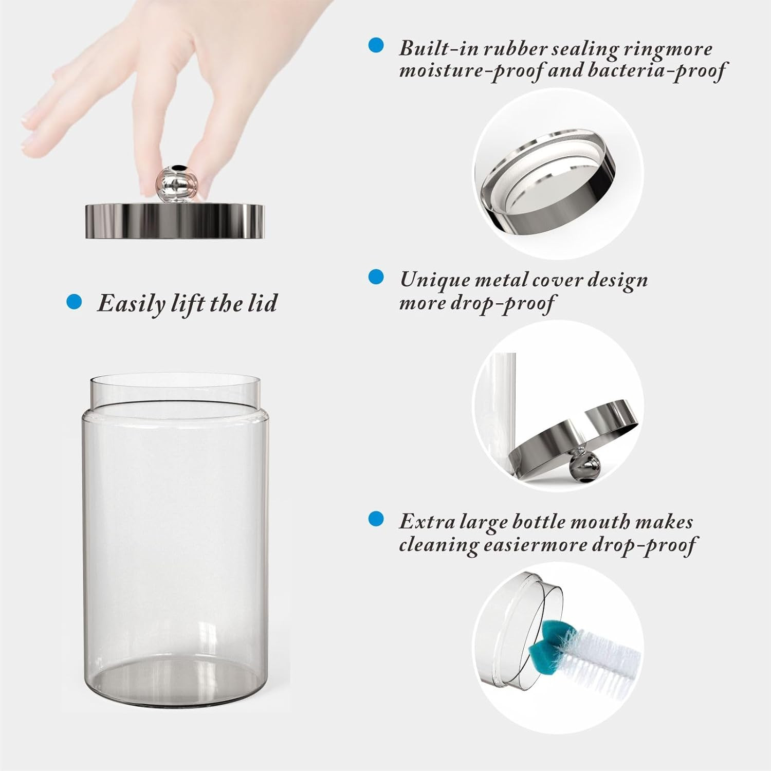 6-Piece Glass Sundry Jar Set for Organized First Aid Supplies Storage