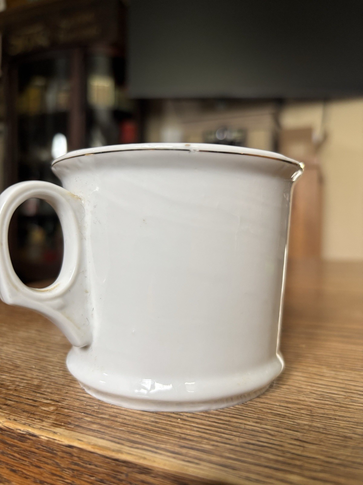 Vintage Apothecary Pharmacy Barber Shaving Mug Porcelain Enameled Mortar Pestle