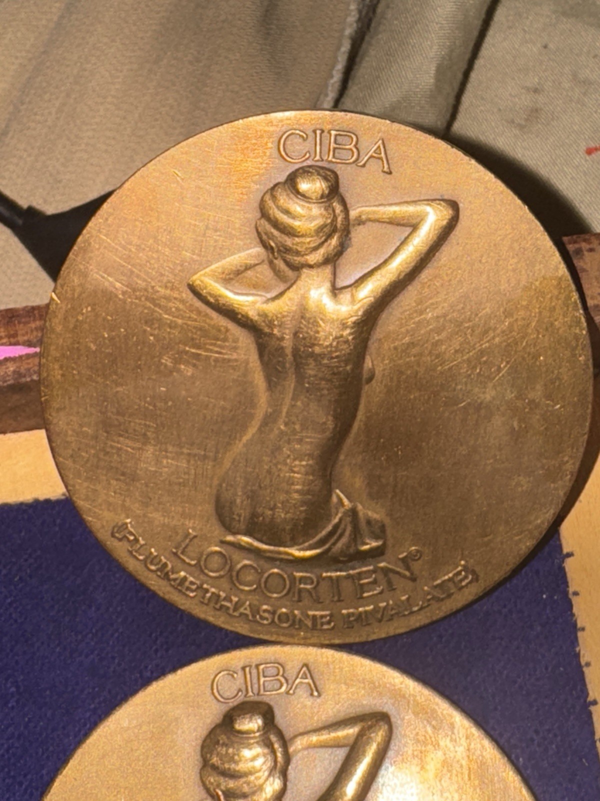 Brass 3 France Nude Woman CIBA LOCORTEN Medal