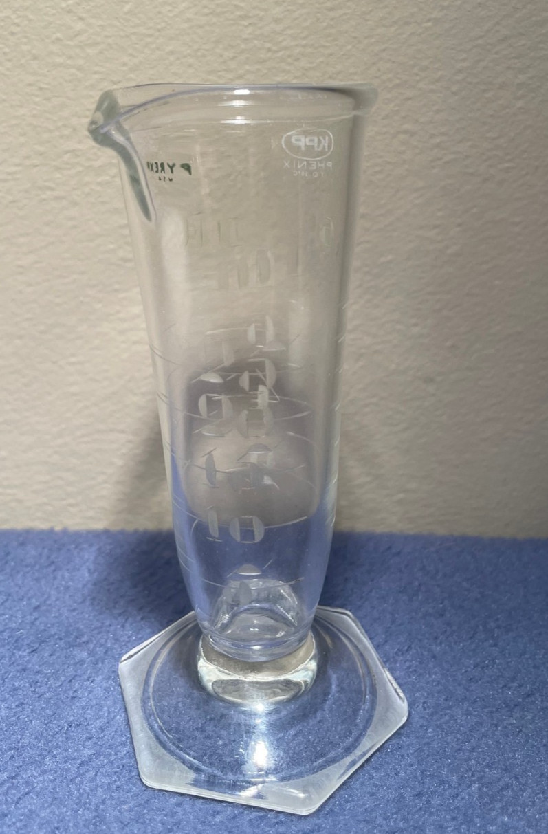 Vintage KPP Phenix Pyrex Pharmaceutical Graduated Beaker w/ Scales, 8 DR/25 mL
