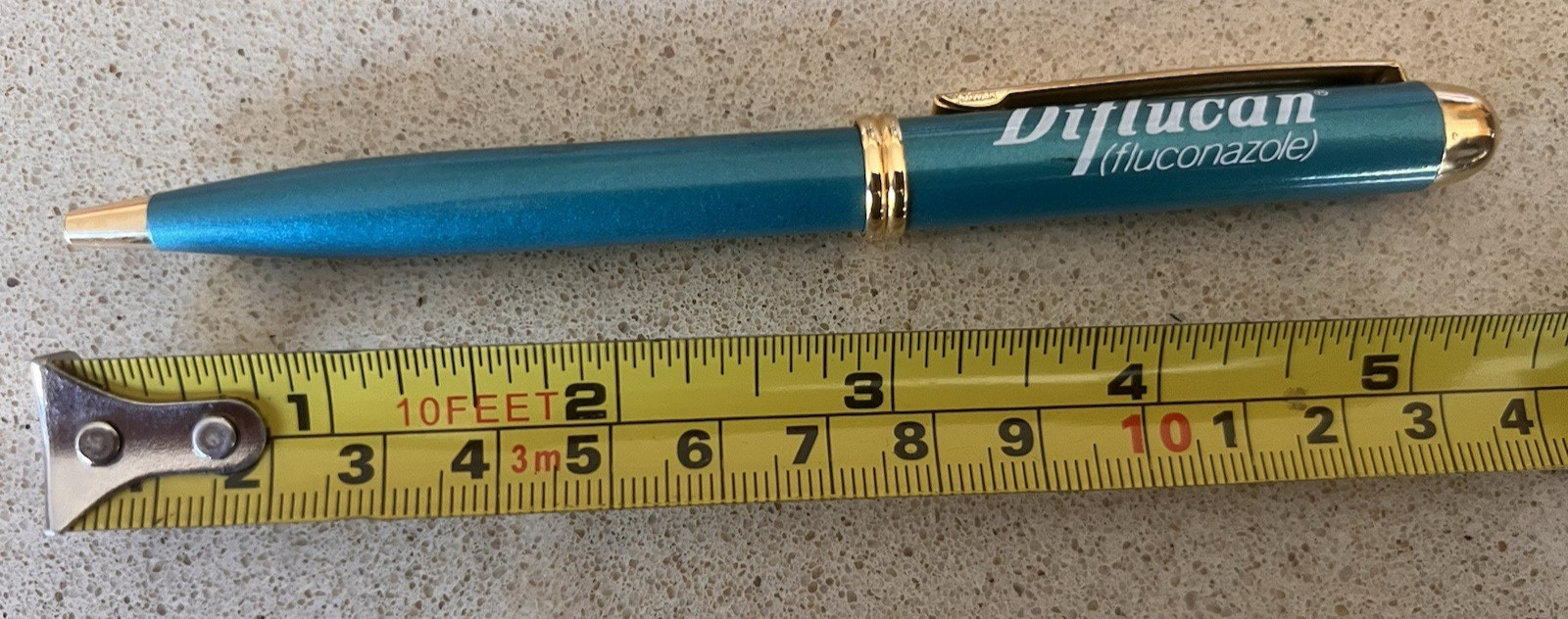 Vintage Pfizer Roerig Diflucan Fluconazole Drug Rep BLUE GREEN Pen Metal Taiwan