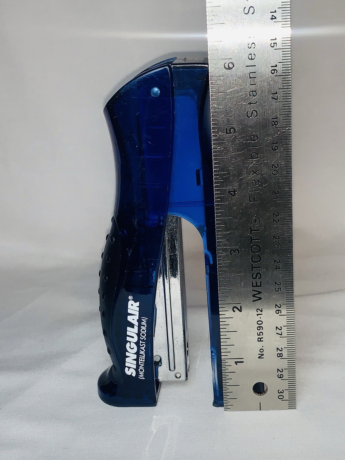 Vintage SINGULAIR Drug Rep Stapler – Blue Stand-Up Desktop Collectible Rare