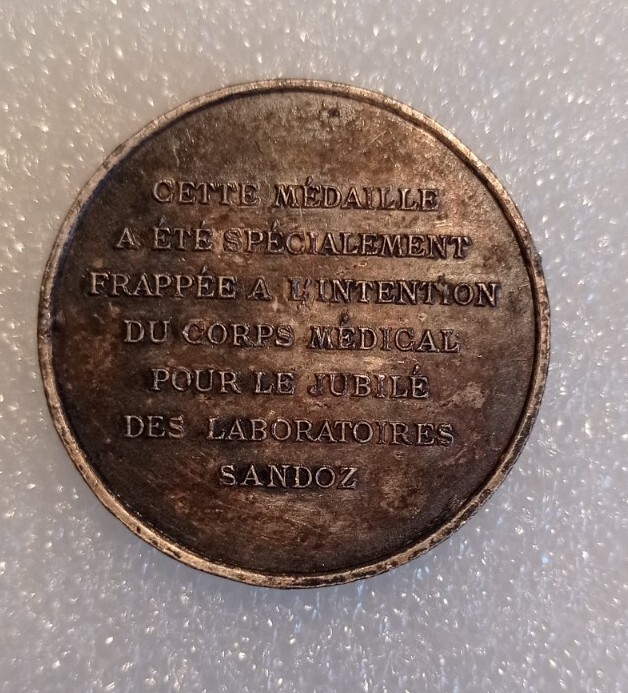 SANDOZ Pharmaceutical coin token pin badge LSD Albert Hofmann rare