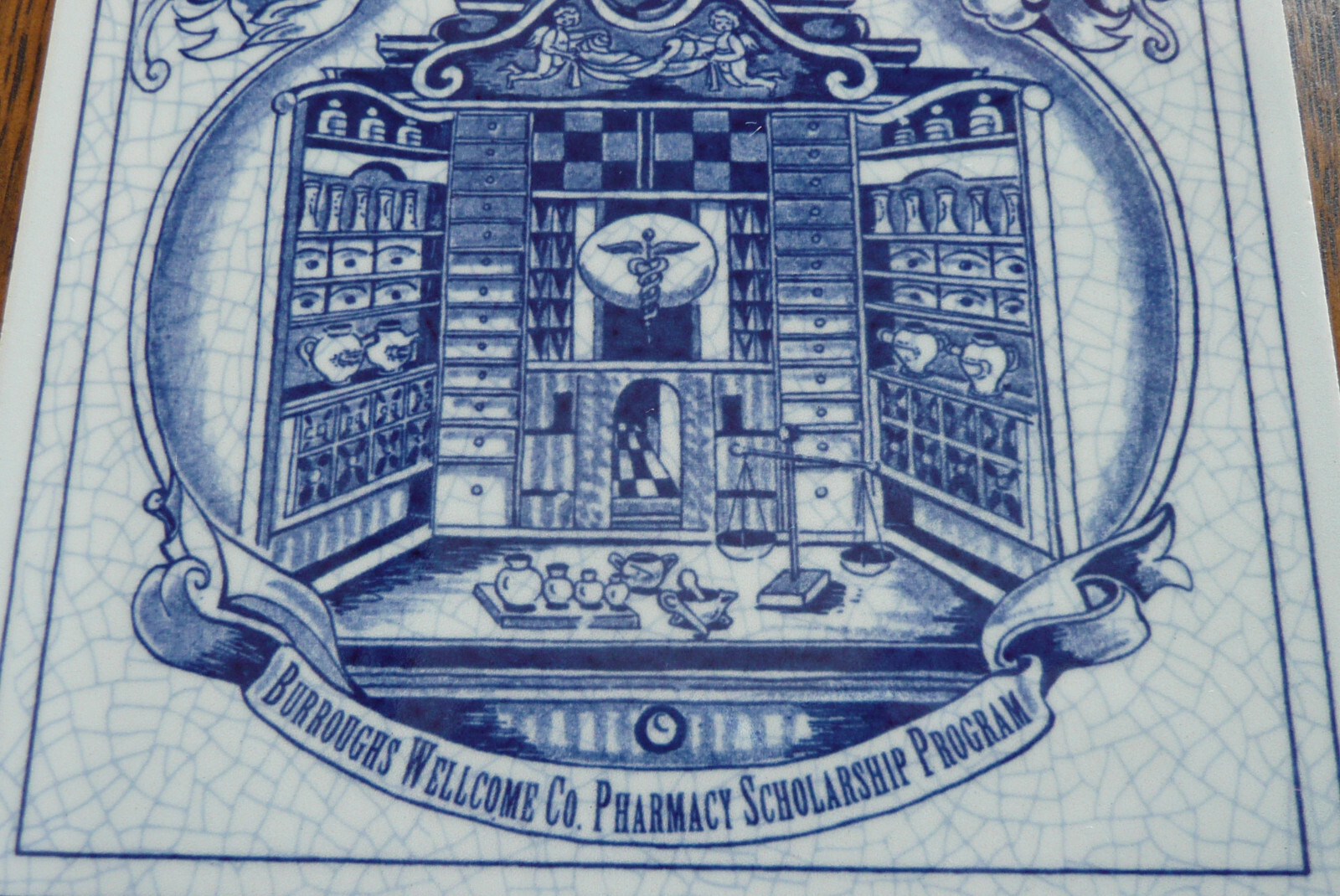 Burroughs Wellcome Co. Pharmacy Scholarship Program ~ 2 Delft Ceramic Tiles 1993