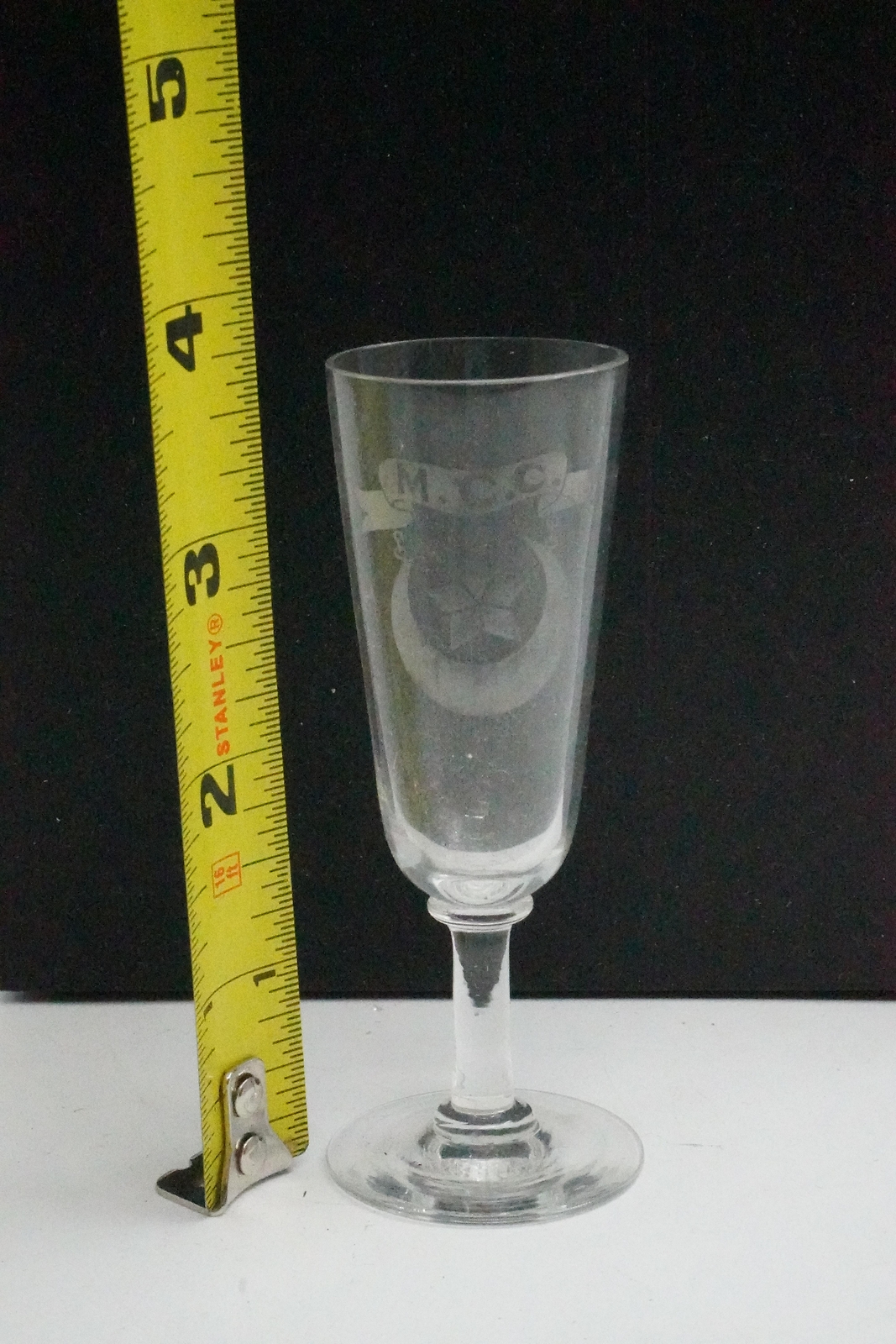 Apothecary Dose Measurement Glass Cup Etched M.C.C