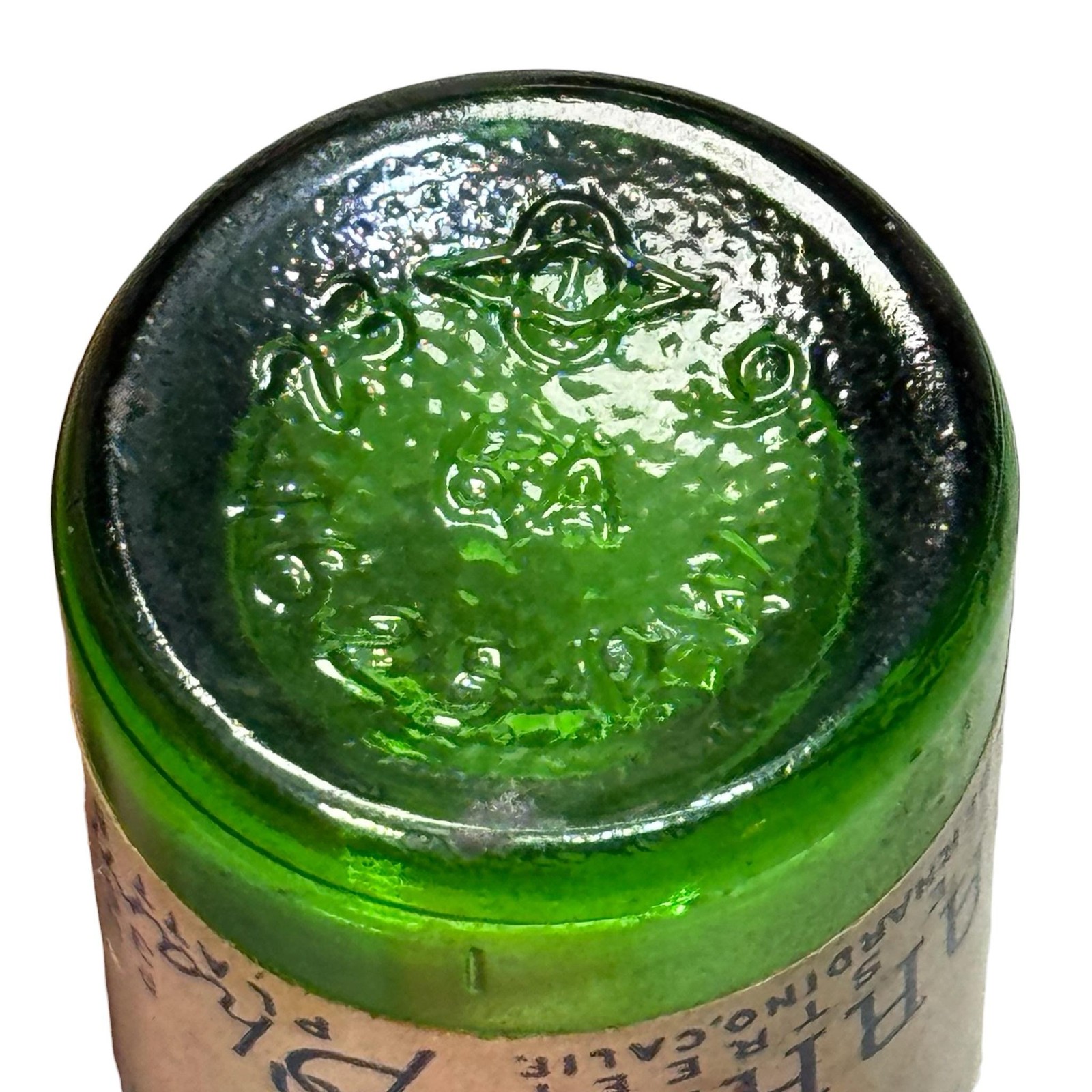 Vintage 1944 Darrah’s Pharmacy Green Glass Prescription Bottle San Bernardino CA