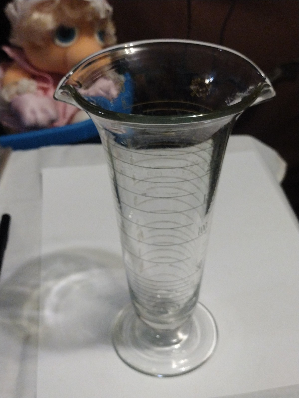 Antique John M Maris Tapered Apothecary Chemist Beaker Etched Glass Footed