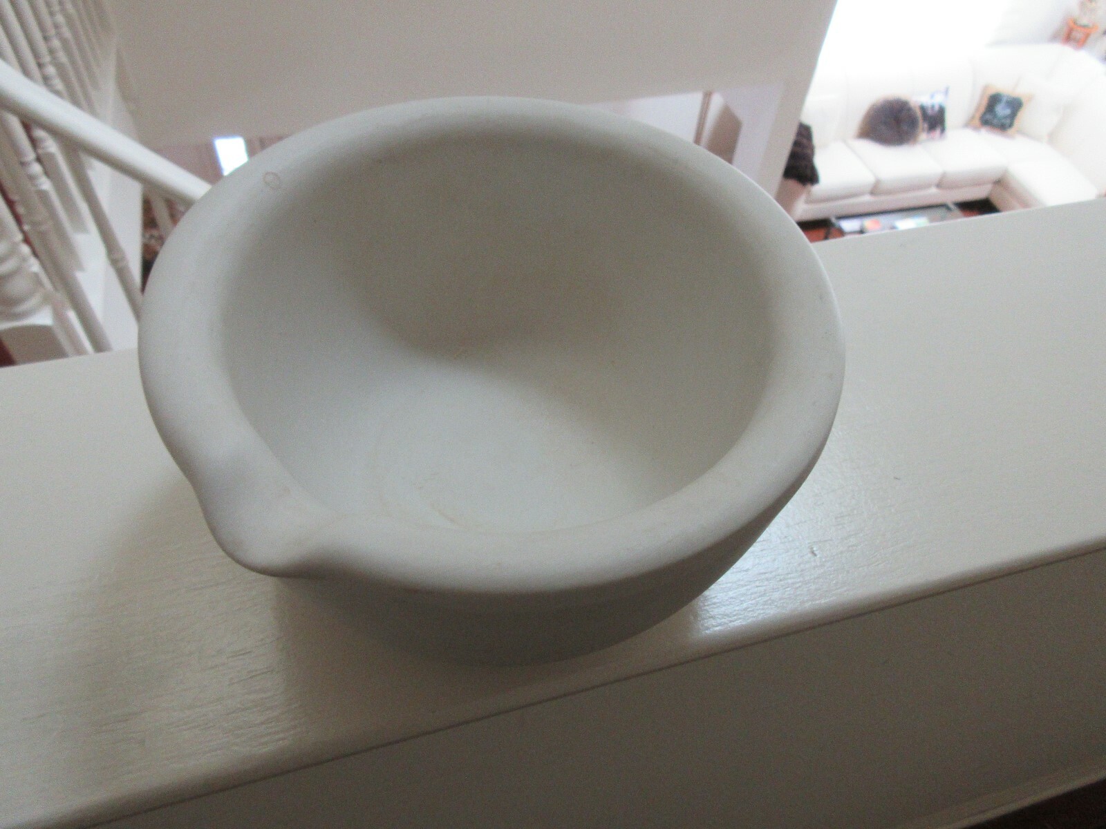 Rx, Pharmacy , Mortar , ANTIQUE , STONE/PORCELAIN , 5 Lbs , 7″ Diameter ,4″ Ht.