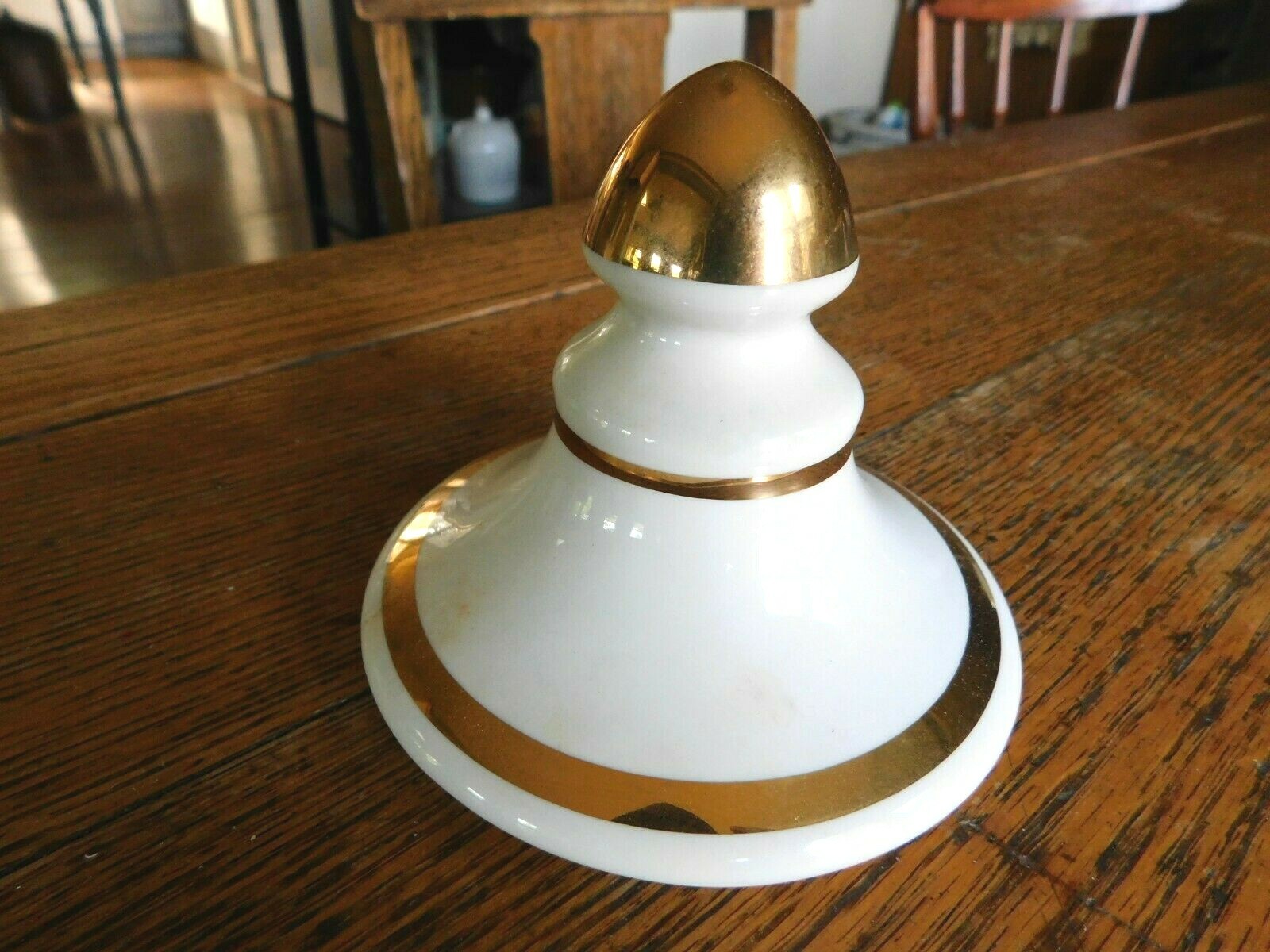Vintage Pharmacy EXT OPii Canister Jar w/ Lid-Cream & Gold Trim-Owens Glass IL