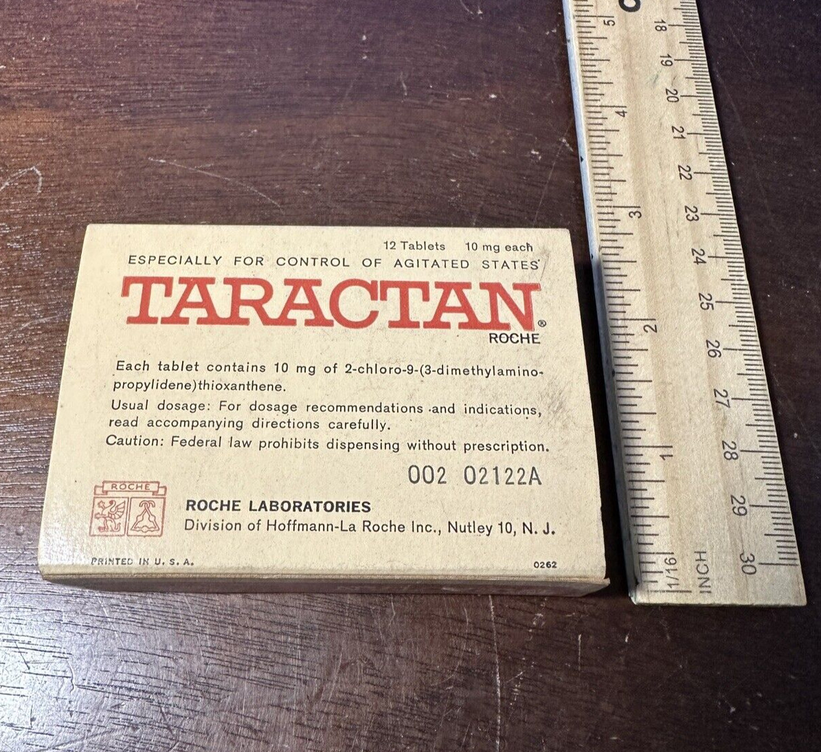 Antique Taractan Roche Laboratories Empty Box Agitation Anxiety Depression Pills
