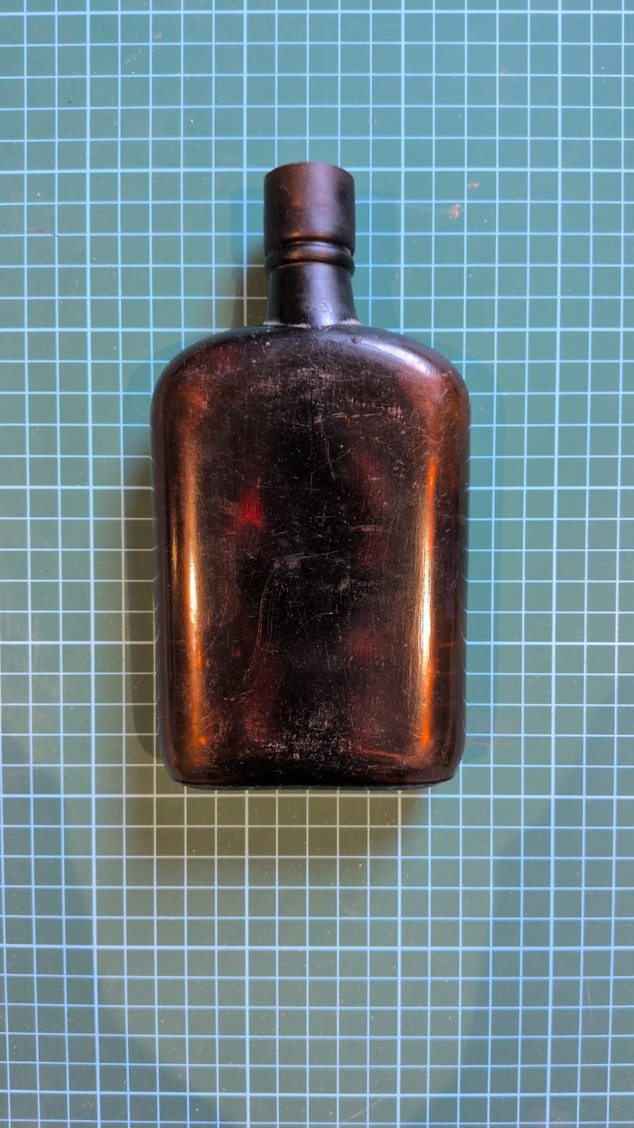 Vintage Brown Glass Whiskey Bottle Apothecary Antique Flask Rustic Decor