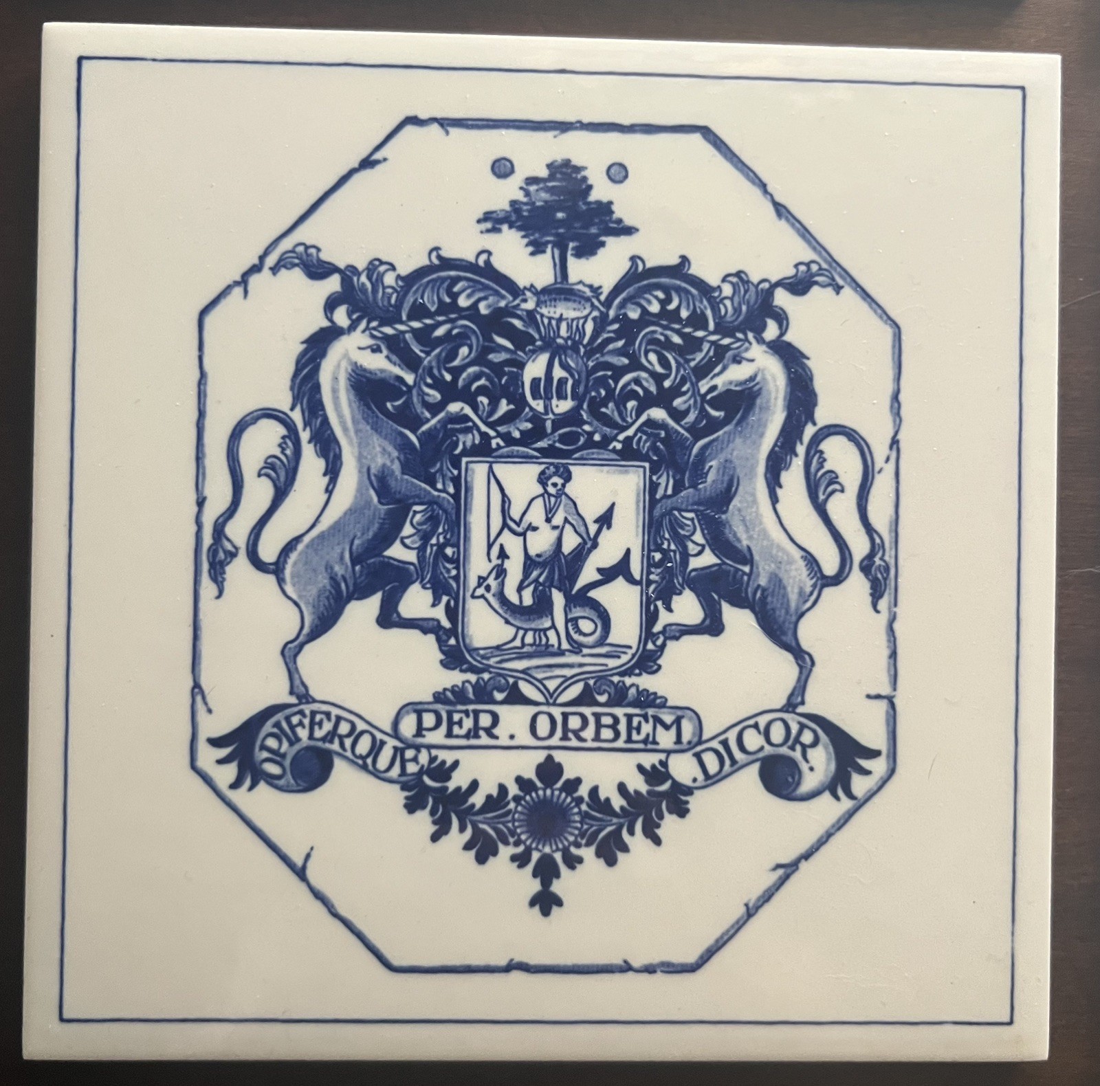Vintage Delft Holland Apothecary Tiles Burroughs Welcome Crest Plaques 6”