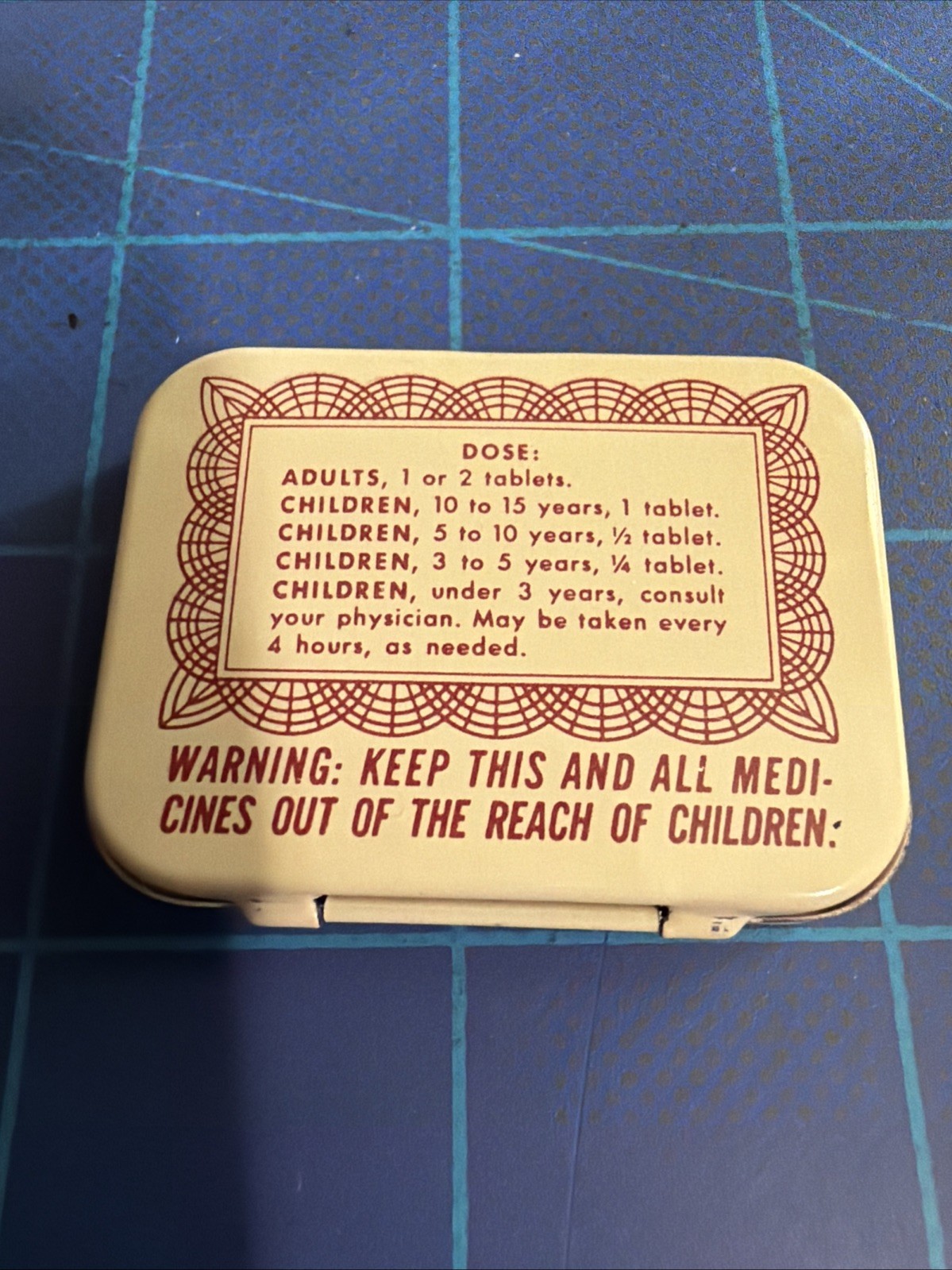 Vintage 1939 Certified Brand Aspirin 12 Tablet Pocket Pill Tin , Mint NOS