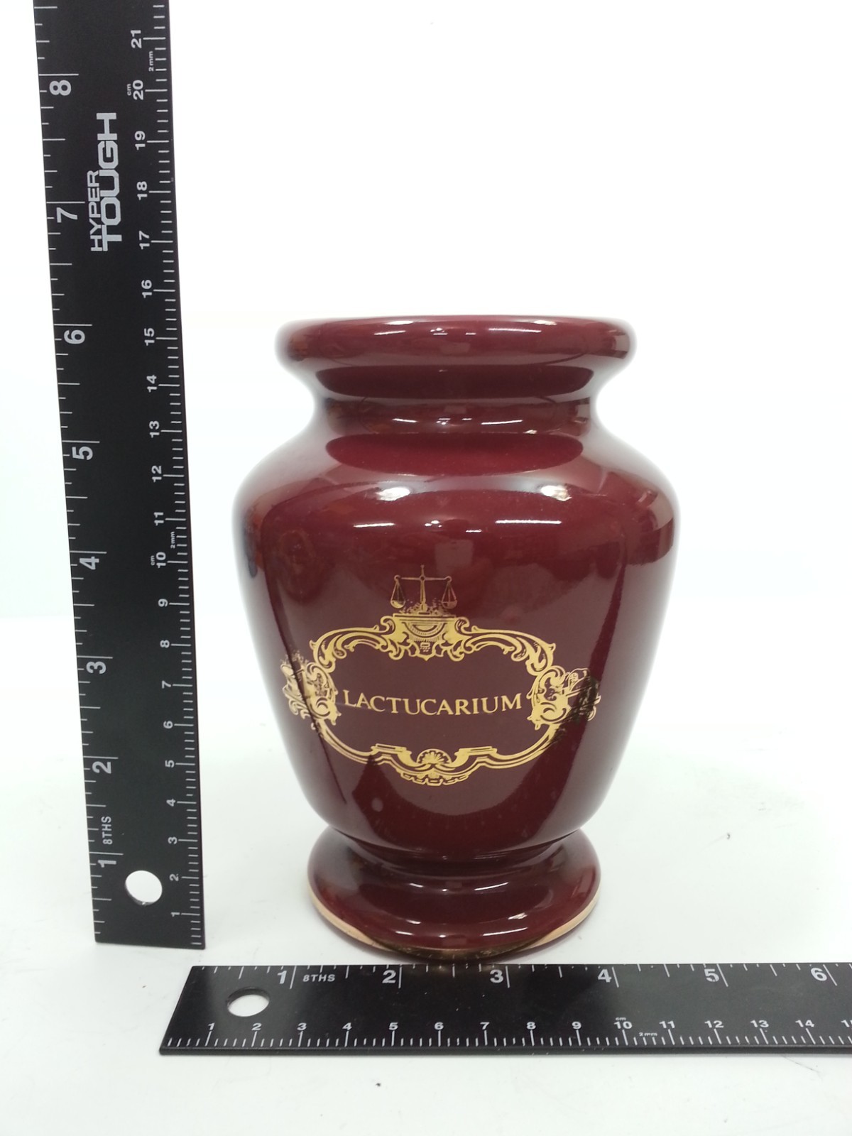 Vintage Eli Lilly Apothecary Jar Lactucarium Red Ceramic Gold Decal replacement