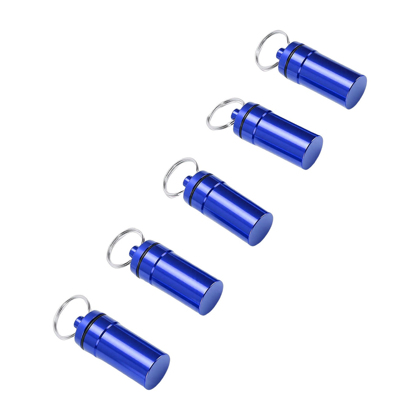 2-5pcs Mini Keychain Tablets Case Water Proof Outdoor Tablets Container Blue