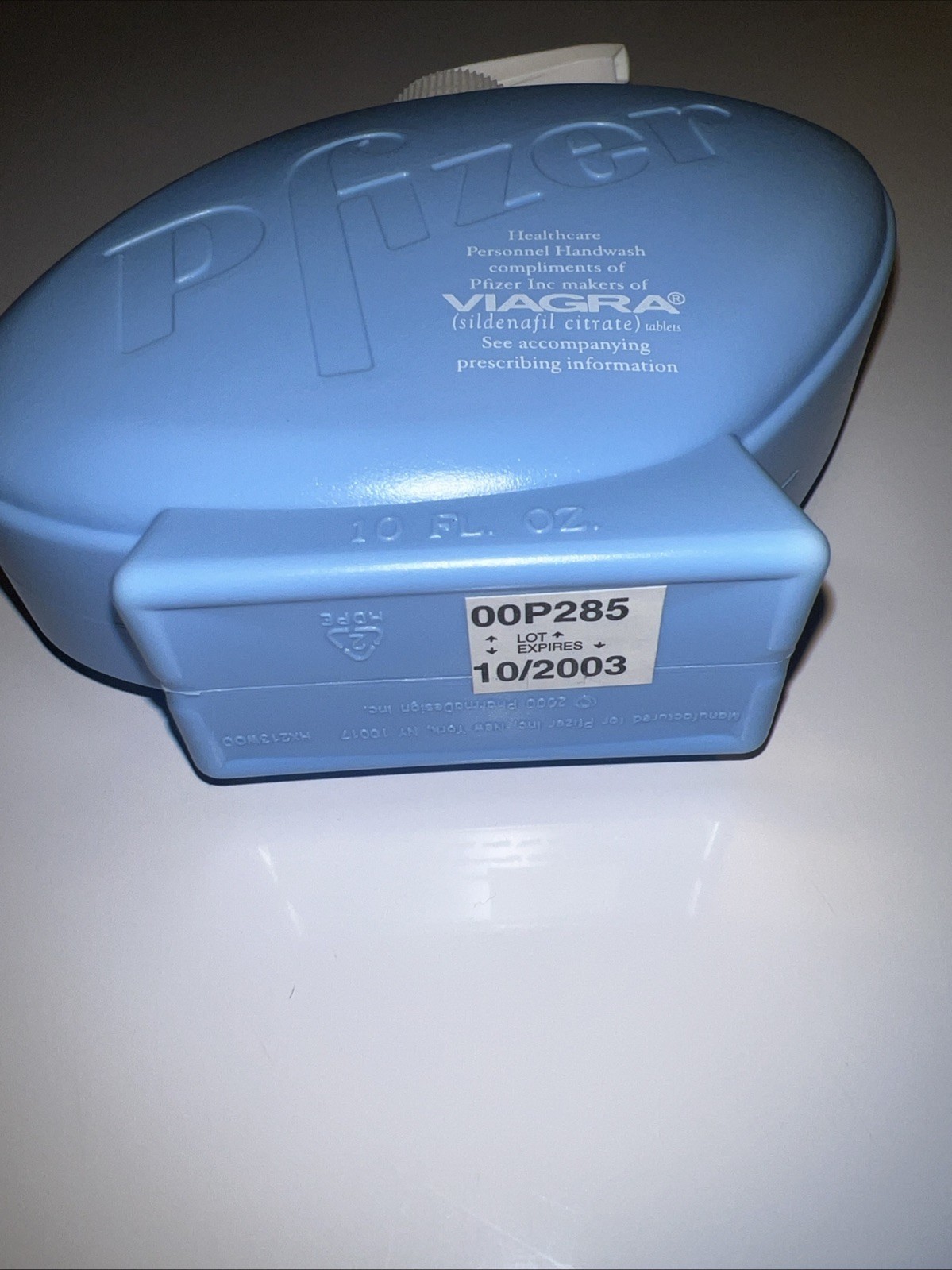 New! Pfizer Viagra Soap Dispenser Plastic 10oz Bottle Pharmaceutical Blue Pill!