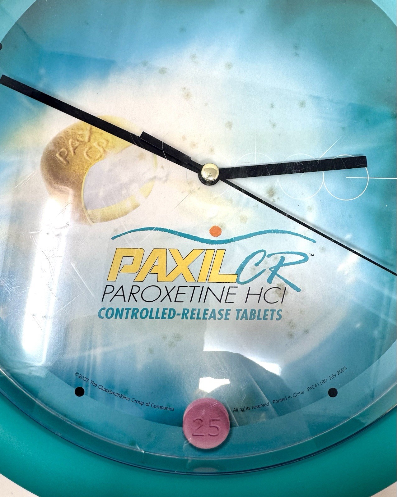 RARE Vintage 2003 PAXIL Promotional Wall Clock! Anti-Depressant Pharmaceutical