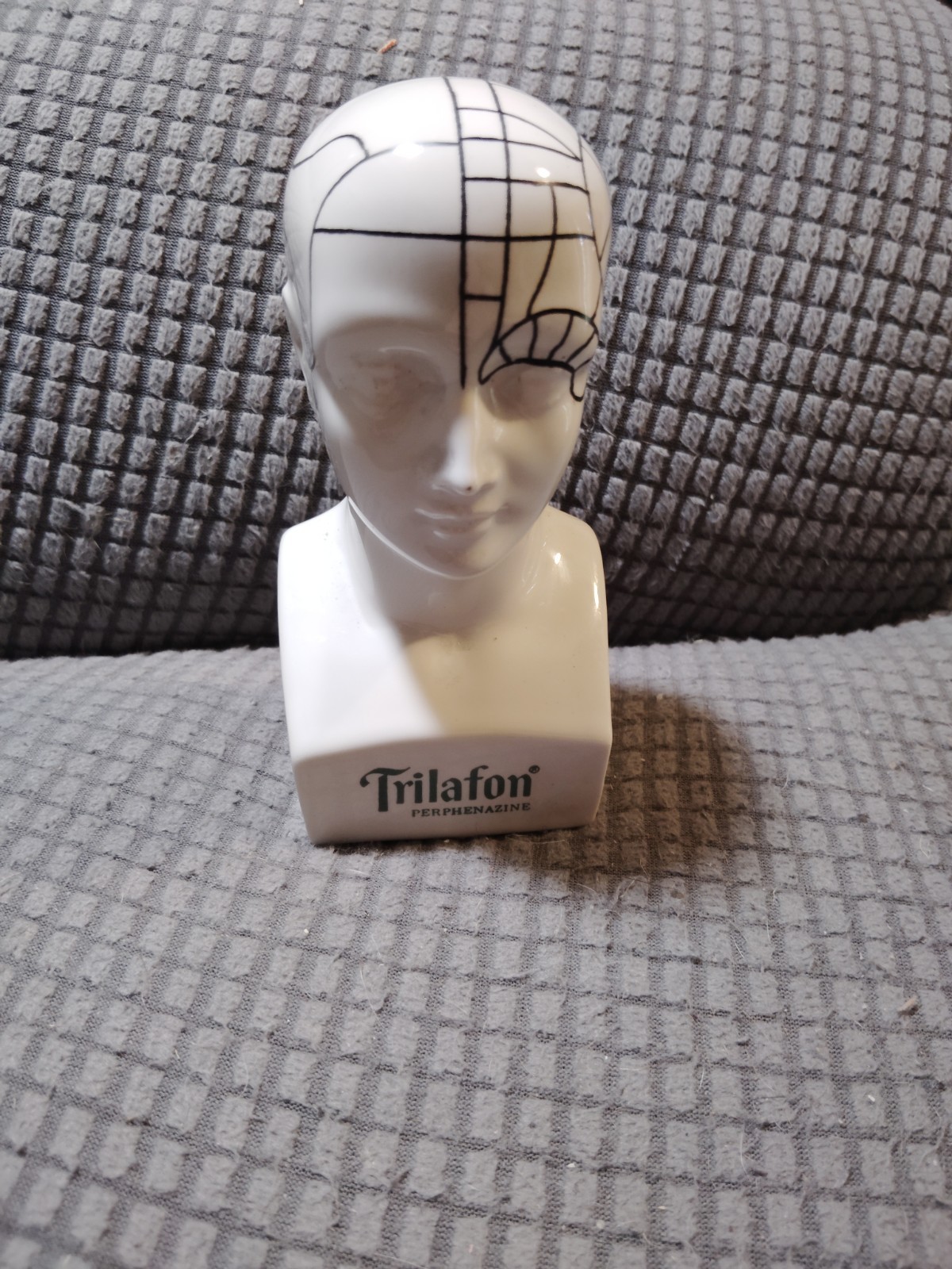 Schering TRILAFON Tranquilizer Phrenology Head Ceramic Bust Figurine 1960s – F