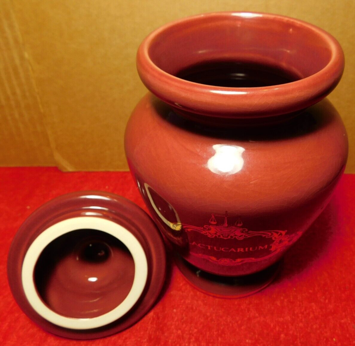 Jar~Apothecary Jar Eli Lilly “Lactucarium” Pharmaceutical 4/303 Maroon Empty