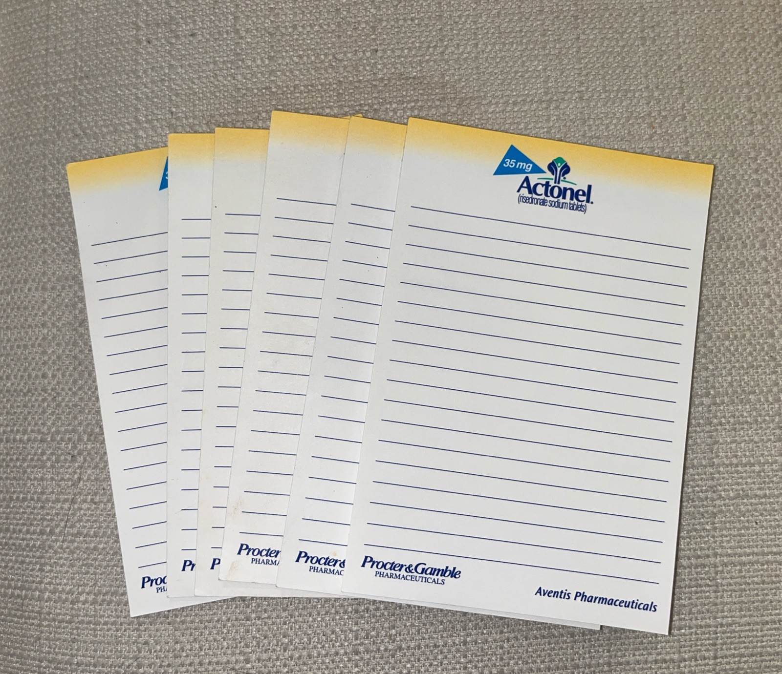 6 Pharmaceutical Drug Rep Post-It Note Pads Actonel Procter & Gamble Aventis
